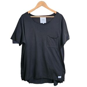 Profound Aesthetic Womens Black One Pocket Scoop Neck Tee Size XL Rolled Edge
